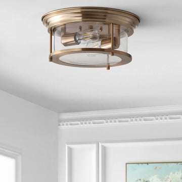 Lauren 13.25" Metal/Glass LED Flush Mount - JONATHAN Y